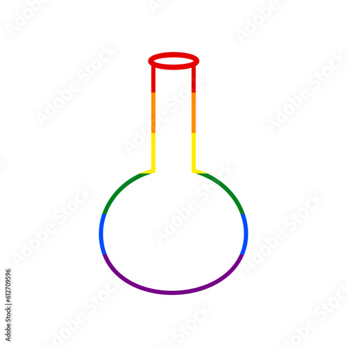 Tube. Laboratory glass sign. Rainbow gay LGBT rights colored Icon at white Background. Illustration.