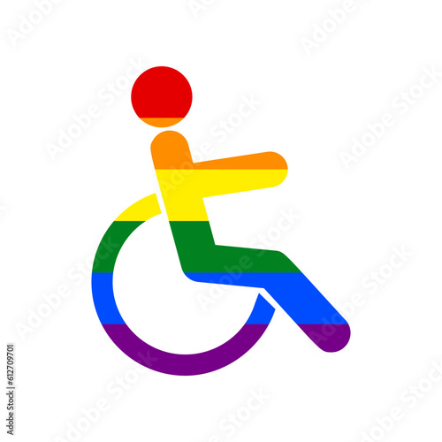 Disabled sign illustration. Rainbow gay LGBT rights colored Icon at white Background. Illustration.