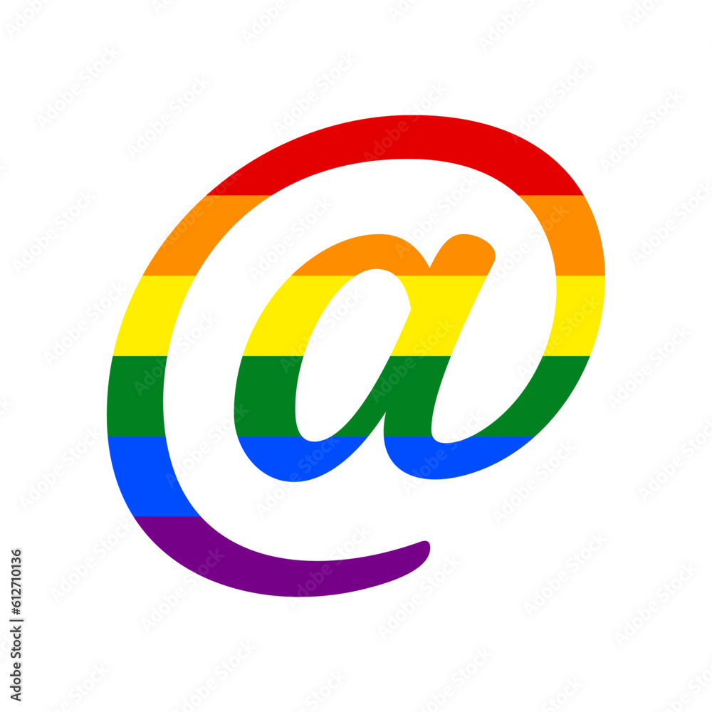 Mail sign illustration. Rainbow gay LGBT rights colored Icon at white Background. Illustration.