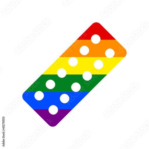 Medical Pills sign. Rainbow gay LGBT rights colored Icon at white Background. Illustration.