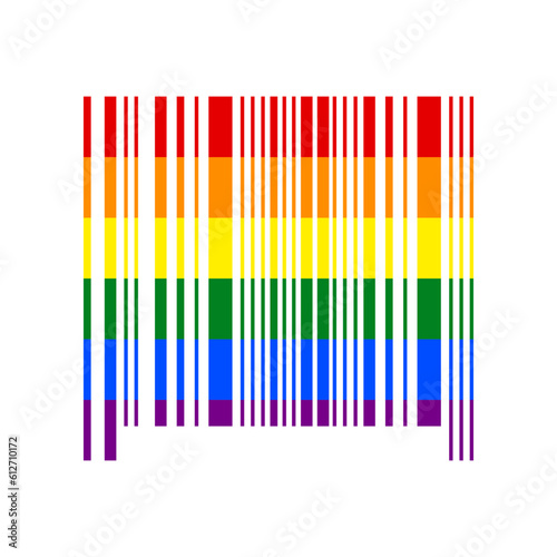 Bar code sign. Rainbow gay LGBT rights colored Icon at white Background. Illustration.