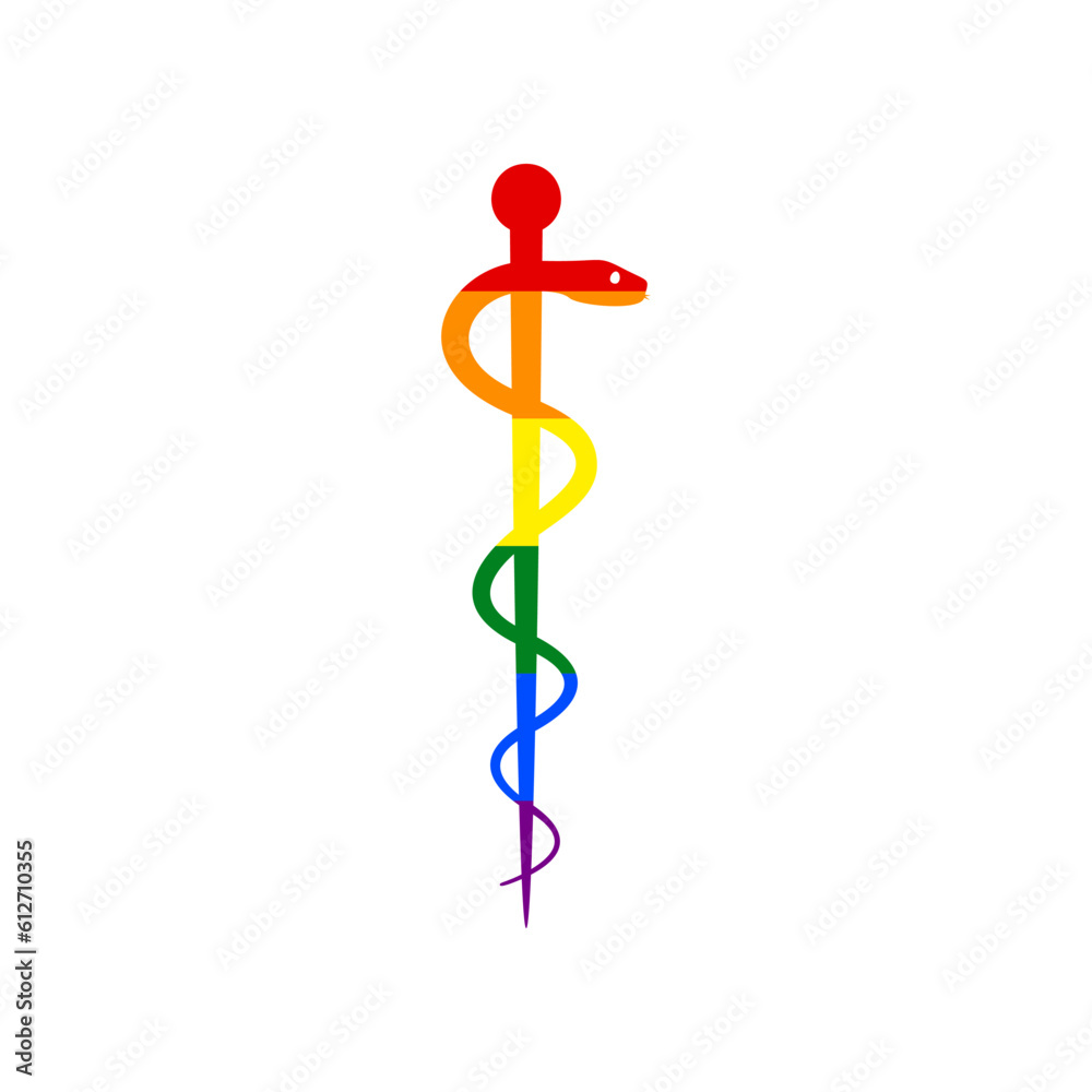 Symbol of the Medicine. Rainbow gay LGBT rights colored Icon at white Background. Illustration. Symbol of the Medicine. Rainbow gay LGBT rights colored Icon at white Background. Illustration.