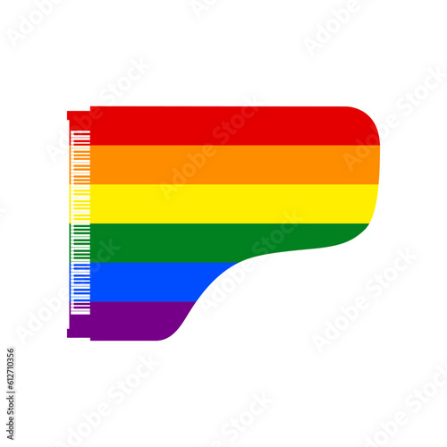 Concert grand piano sign. Rainbow gay LGBT rights colored Icon at white Background. Illustration.