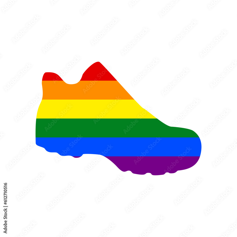Obraz premium Boot sign. Rainbow gay LGBT rights colored Icon at white Background. Illustration.