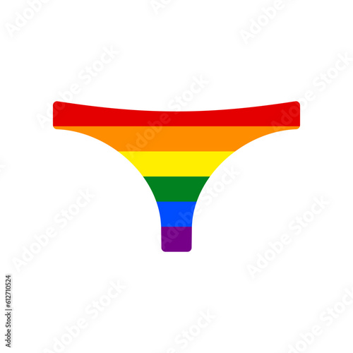 Women's panties sign. Rainbow gay LGBT rights colored Icon at white Background. Illustration.