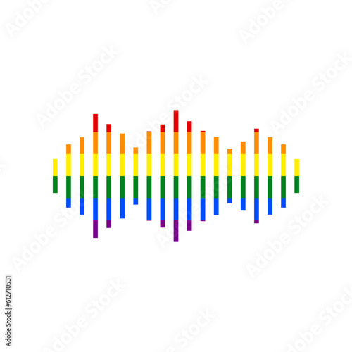 Sound waves icon. Rainbow gay LGBT rights colored Icon at white Background. Illustration.