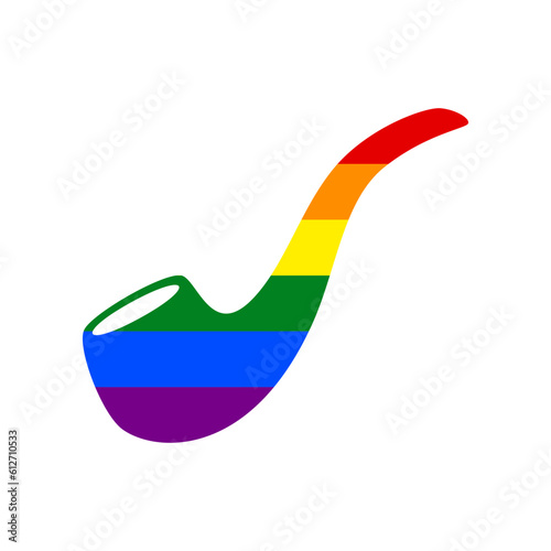 Smoke pipe sign. Rainbow gay LGBT rights colored Icon at white Background. Illustration.