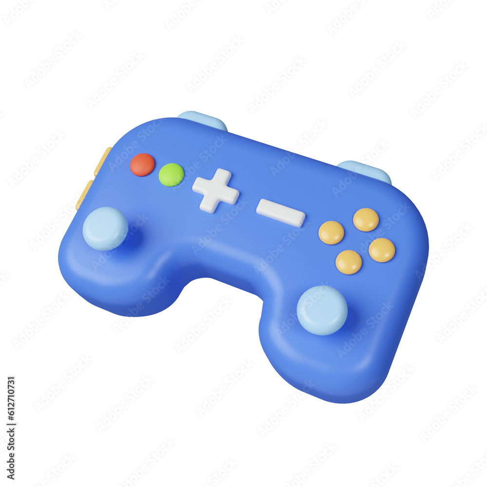 3d minimal joystick. game controller. video game entertainment. icon isolated on white background. 3d rendering illustration. Clipping path.