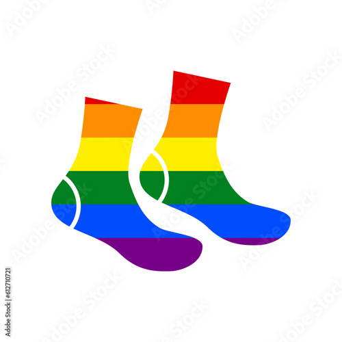 Socks sign. Rainbow gay LGBT rights colored Icon at white Background. Illustration.