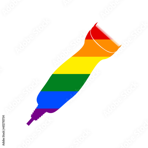 Clipper sign illustration. Rainbow gay LGBT rights colored Icon at white Background. Illustration.