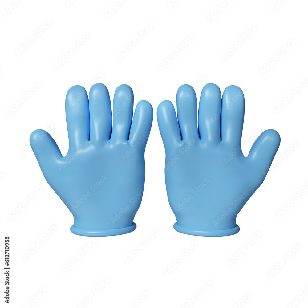 3d medical latex gloves. Surgical gloves put on for surgery, operation, other medical treatments. icon isolated on white background. 3d rendering illustration. Clipping path. 3d medical latex gloves. Surgical gloves put on for surgery, operation, other medical treatments. icon isolated on white background. 3d rendering illustration. Clipping path.