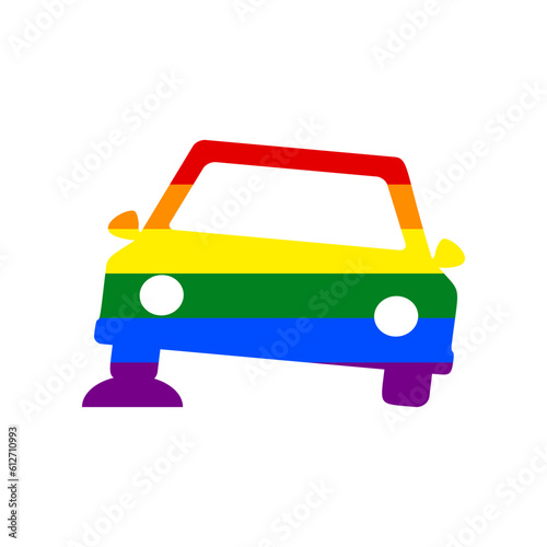 Car parking sign. Rainbow gay LGBT rights colored Icon at white Background. Illustration.