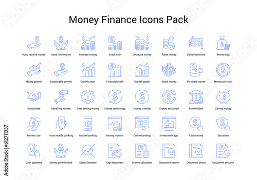 Blue Color Money Finance Icons Pack