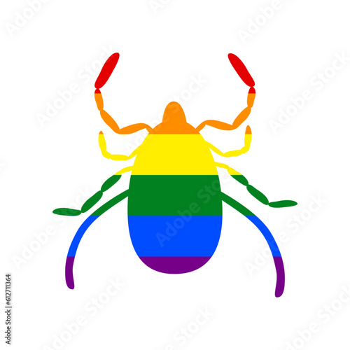 Dust mite sign illustration. Rainbow gay LGBT rights colored Icon at white Background. Illustration.