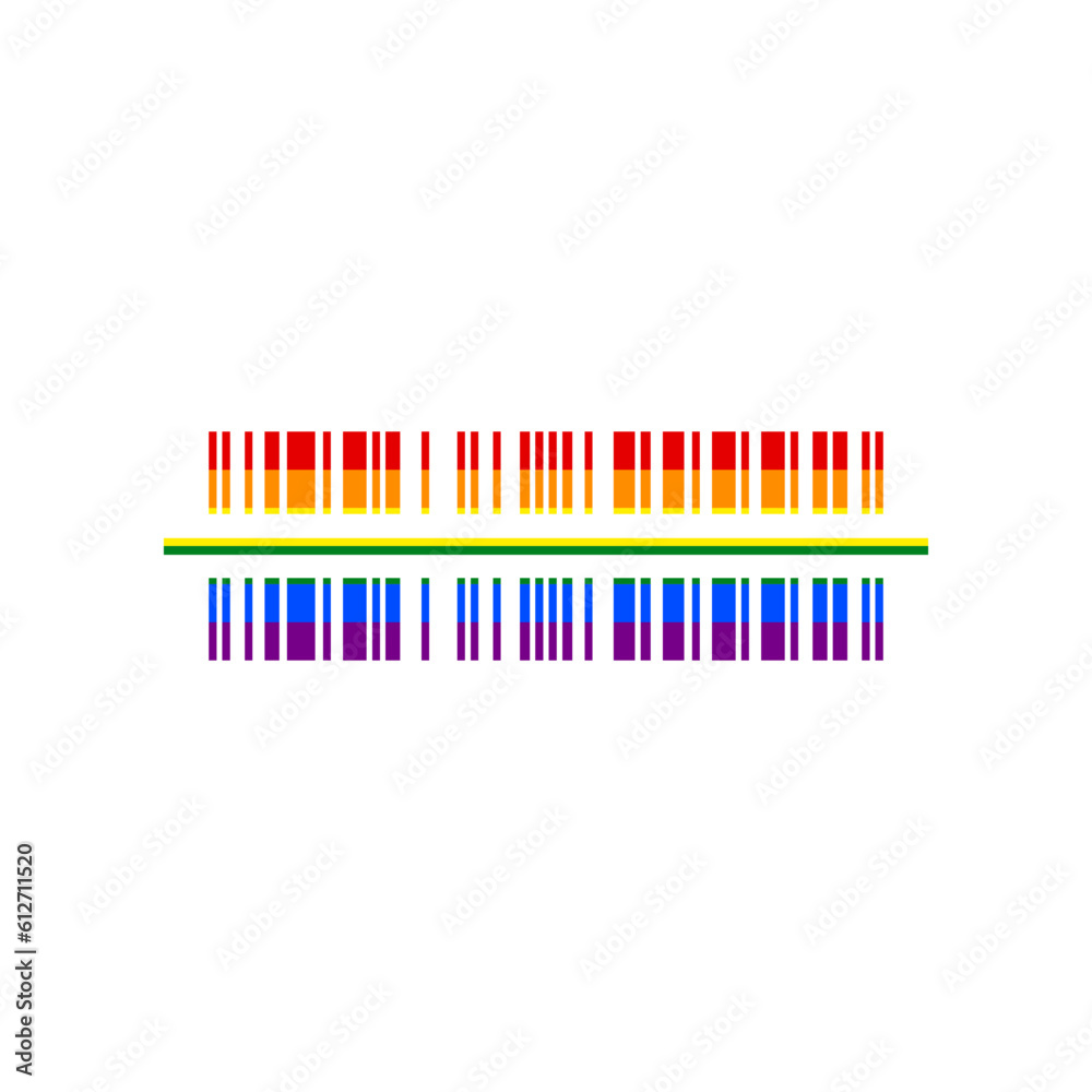 Bar code sign. Rainbow gay LGBT rights colored Icon at white Background. Illustration. Bar code sign. Rainbow gay LGBT rights colored Icon at white Background. Illustration.
