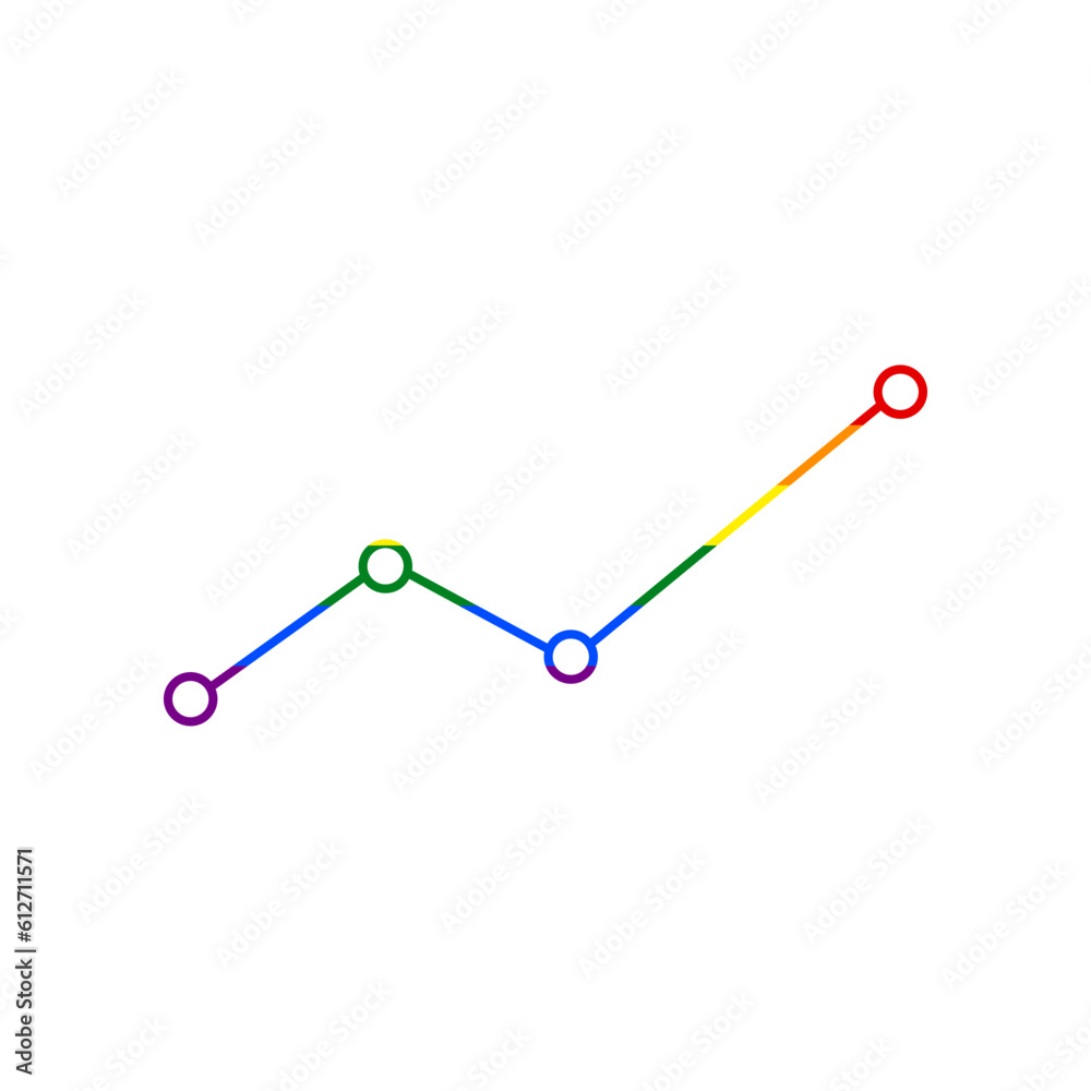 Finance And Chart sign. Rainbow gay LGBT rights colored Icon at white Background. Illustration. Finance And Chart sign. Rainbow gay LGBT rights colored Icon at white Background. Illustration.