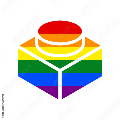 Black thin line building toy sign. Rainbow gay LGBT rights colored Icon at white Background. Illustration.