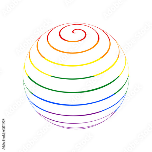 Globus linear sign. Rainbow gay LGBT rights colored Icon at white Background. Illustration.