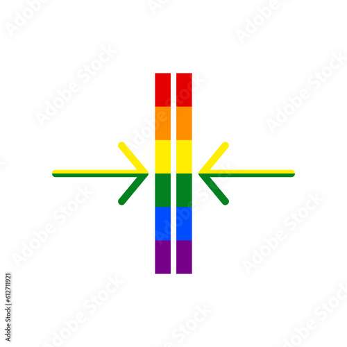 Sliding door, automatic door sign. Rainbow gay LGBT rights colored Icon at white Background. Illustration.