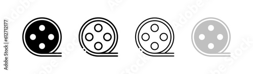 Film strip. Different styles, black, film reel. Vector icons.