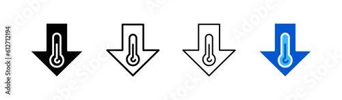 Cooling. Different styles, colored, cold snap icons. Vector icons.