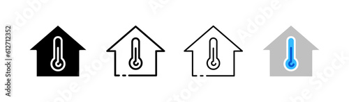 temperature in the house. Different styles, color, room temperature. vector icon.
