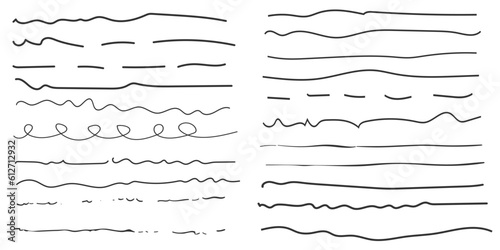 Set of hand drawn line strokes brushes.Underline strokes.freehand doodles, line strokes.