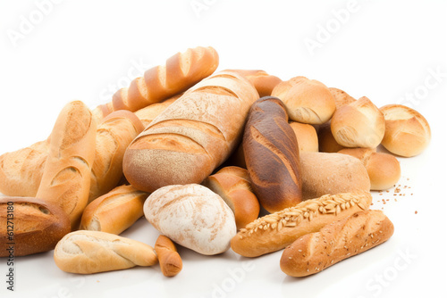 assorted breads on a white background