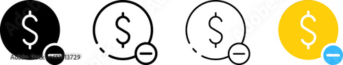 Coin. Different styles, colored, coin icon. Vector icons.
