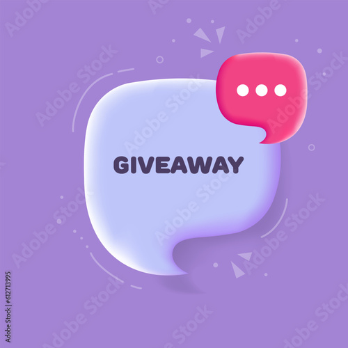 Giveaway. Flat, purple, gveaway banner. Vector illustration.