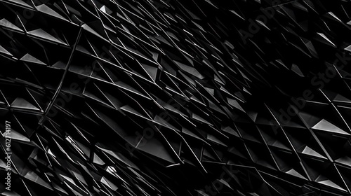 Wavy dark gray texture. Reworked close-up photo of wall surface. Grunge abstract black and white background on the subject of modern interior, architecture or technology. AI Generative.