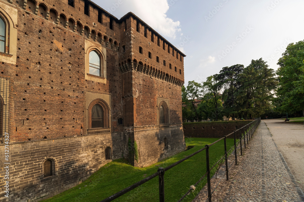 Sforza castle and its splendid medieval walls
