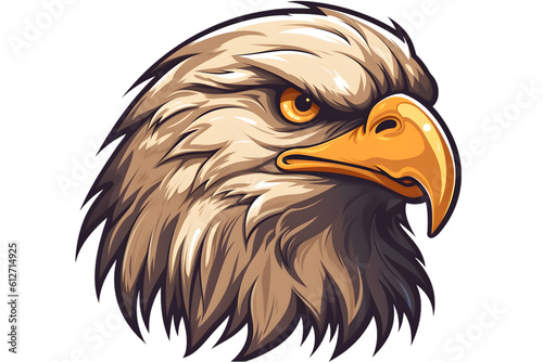 Print op canvas cartoon eagle head isolated illustration on white background