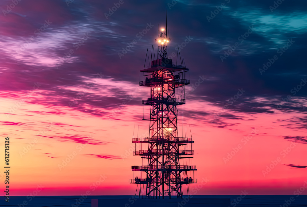cellular telecom tower at sunset, generative ai cellular telecom tower at sunset, generative ai