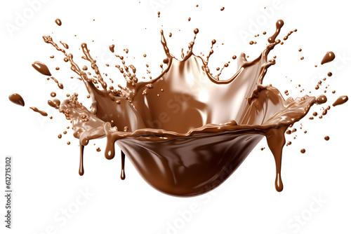 Obraz na płótnie Chocolate splash isolated transparency background. Generative AI.