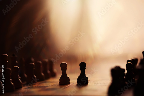 chess board game for ideas and competition and strategy  business success concept