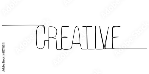 One continuous line drawing typography line art of creative word writing isolated on white background.