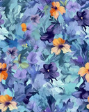 Wallpaper tileable watercolor pattern of flowers created with Generative AI technology
