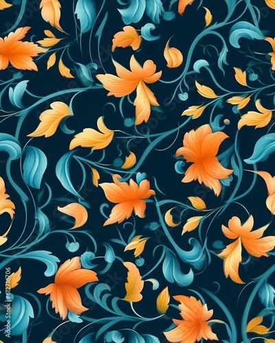 Tapety Wallpaper tileable pattern of flowers created with Generative AI technology