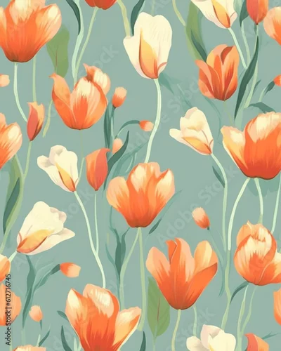 Tapety Wallpaper tileable pattern of flowers created with Generative AI technology