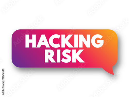 Hacking Risk - act of gaining unauthorized access to data in a system or computer, text concept background