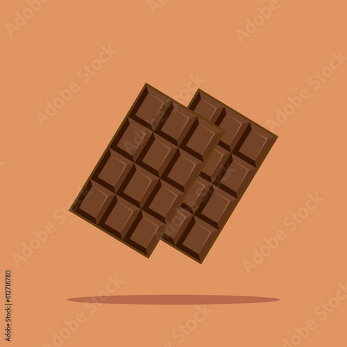 Chocolate Bar Cartoon Vector Icon Illustration. Food Snack Icon Concept Isolated Premium Vector. Flat Cartoon Style