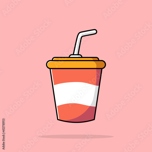 Coffee Cup Cartoon Vector Icon Illustration. Drink Beverage Icon Concept Isolated Premium Vector. Flat Cartoon Style