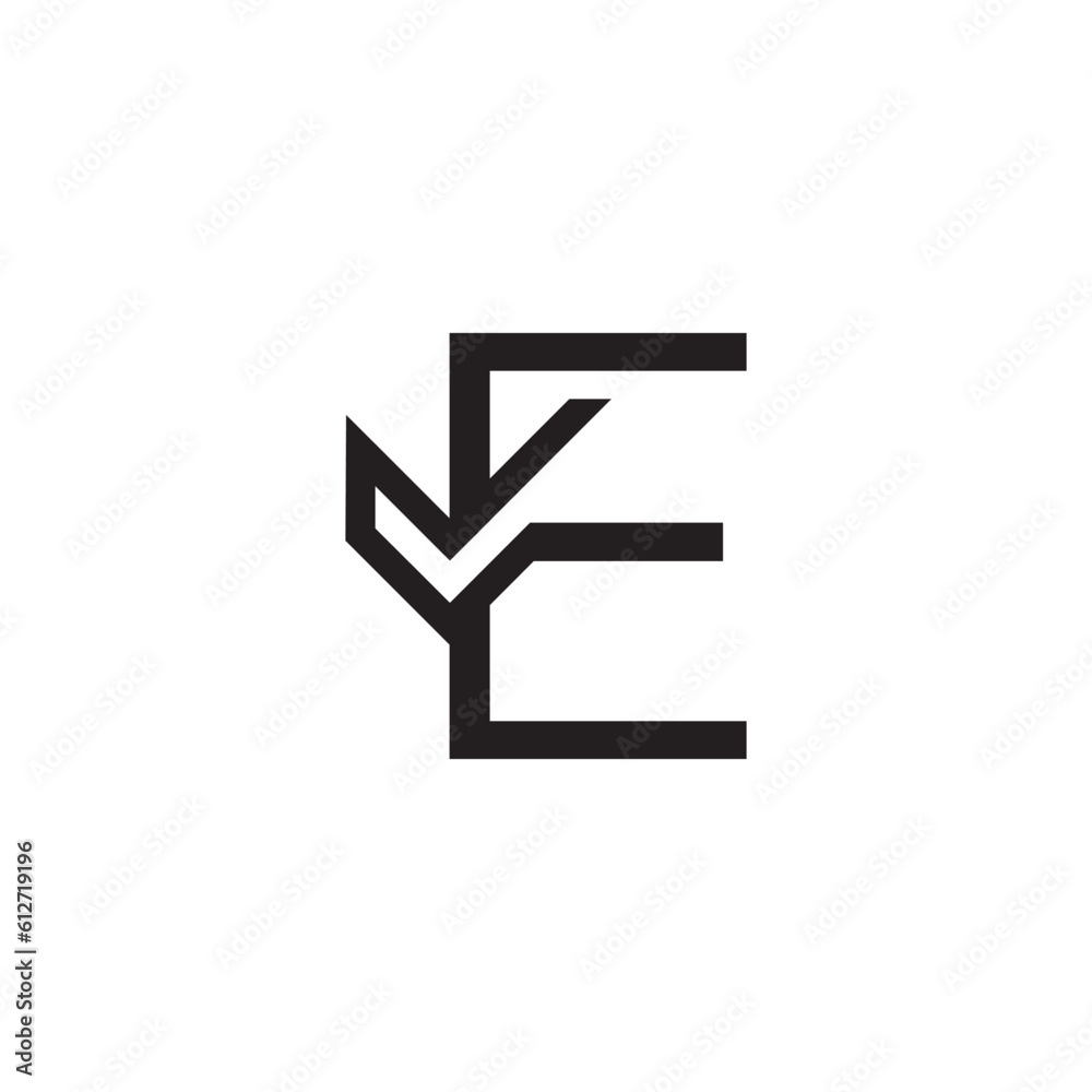 initial letter E check logo outline initial letter E check logo outline