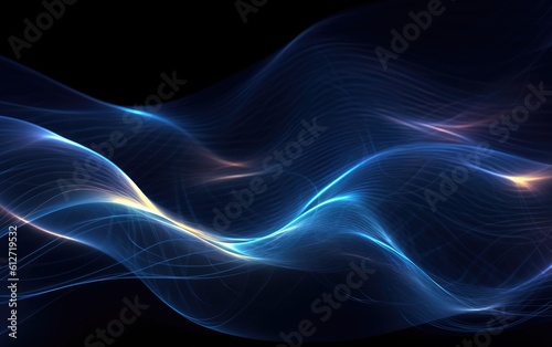 Abstract luxury curve glowing lines on dark background. Template premium award design © mirexon