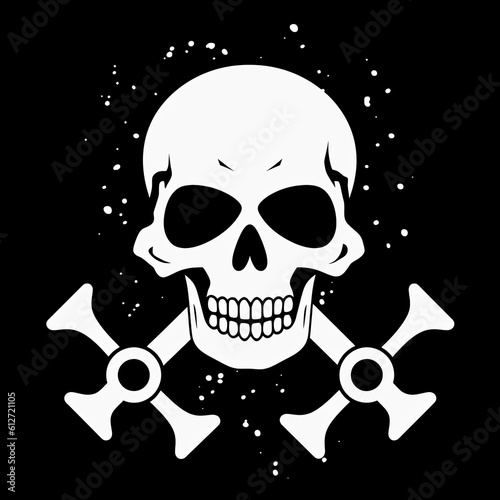 Black and white skull with crossbones tattoo. Dangered symbol. Generative AI