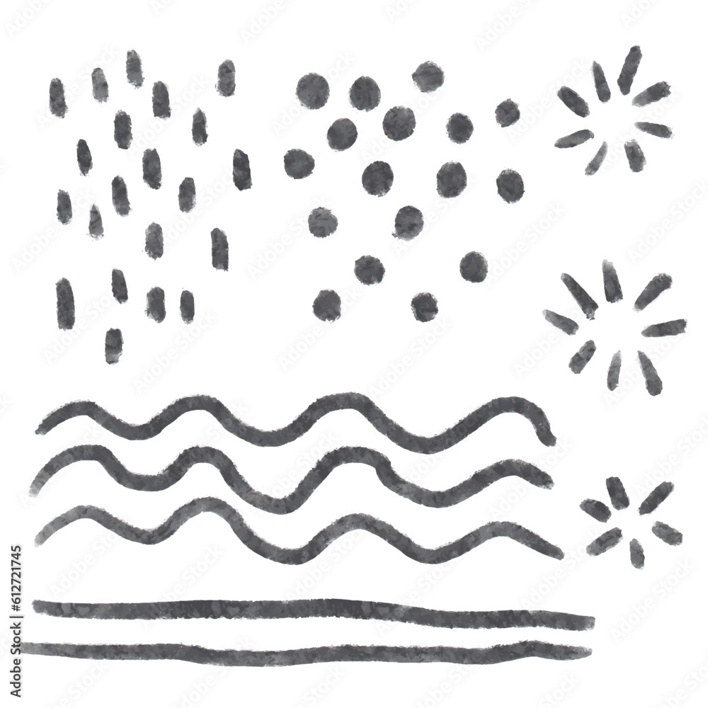 hand-drawn abstract simple flat art with lines in . Black and white ...