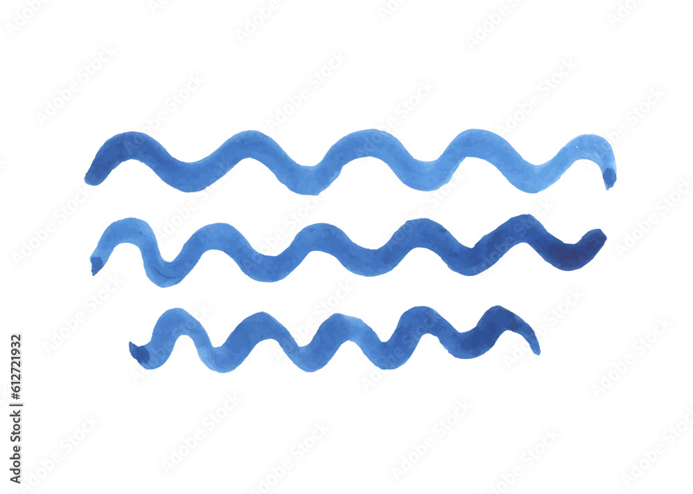 Watercolor waves image. Blue strokes of paint algae isolated on white background. Stains, splash, water, ocean, sea, line, river. Tie dye aquarelle Ornament. Hand drawn Cozy vector stock illustration Watercolor waves image. Blue strokes of paint algae isolated on white background. Stains, splash, water, ocean, sea, line, river. Tie dye aquarelle Ornament. Hand drawn Cozy vector stock illustration