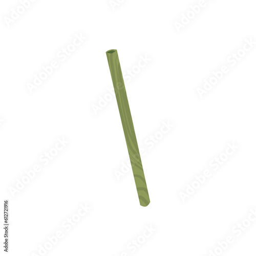 Green bamboo straw for drinking beverages flat style, vector illustration