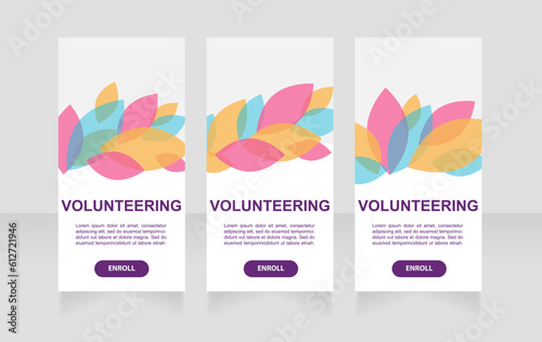 Virtual volunteering web banner design template. Vector flyer with text space. Advertising placard with customized copyspace. Promotional printable poster for advertising. Graphic layout